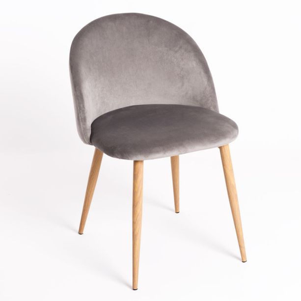 silla lion terciopelo gris claro