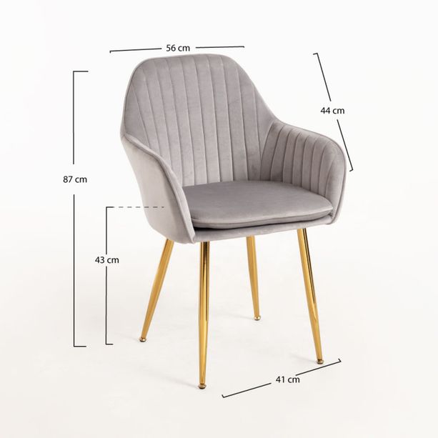 silla monkey tercipelo gris