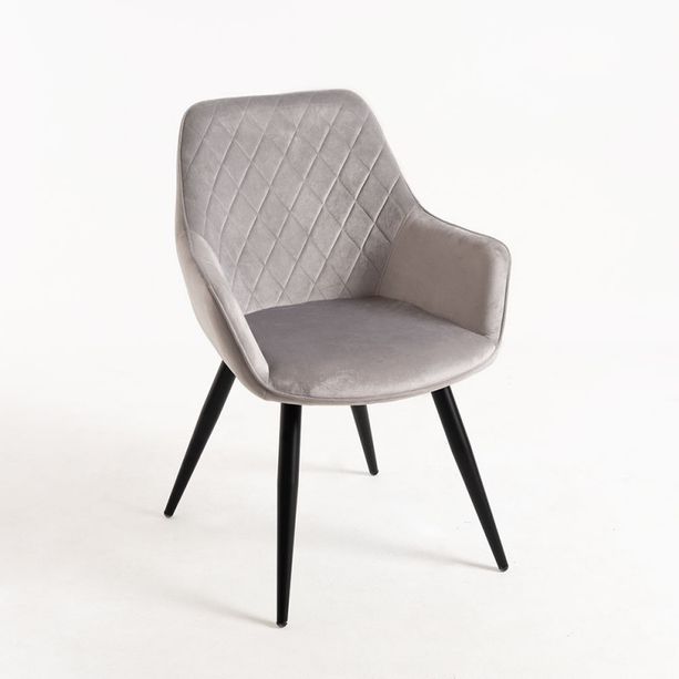 silla shark terciopelo gris claro