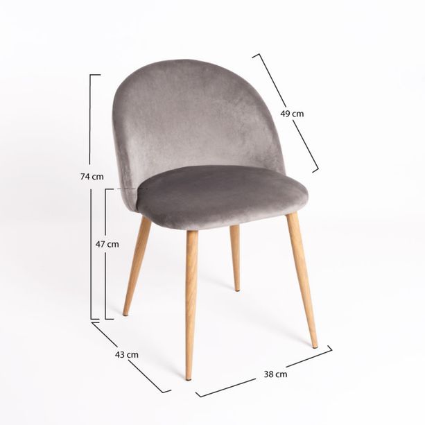 silla lion terciopelo gris claro