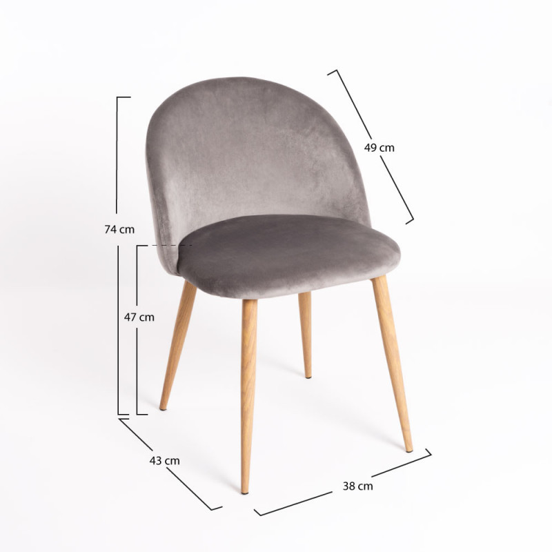 silla lion terciopelo gris claro