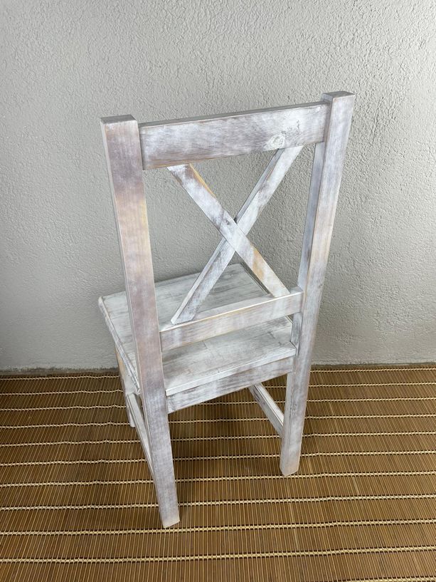 silla Andalucía respaldo en cruz blanco vintage