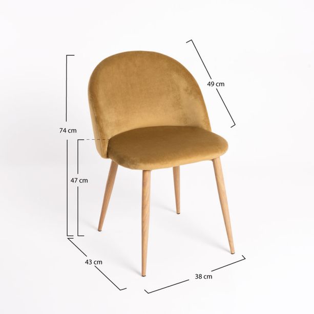 silla lion terciopelo color mostaza