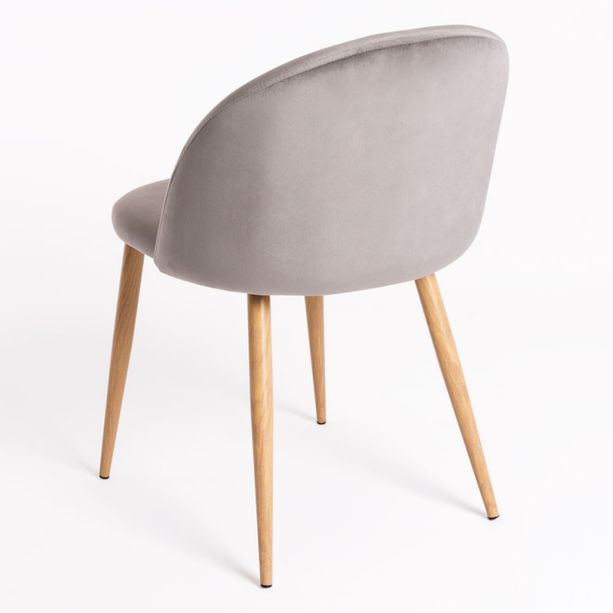silla lion terciopelo gris claro
