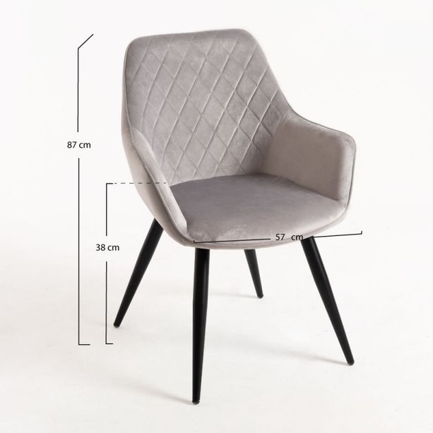 silla shark terciopelo gris claro