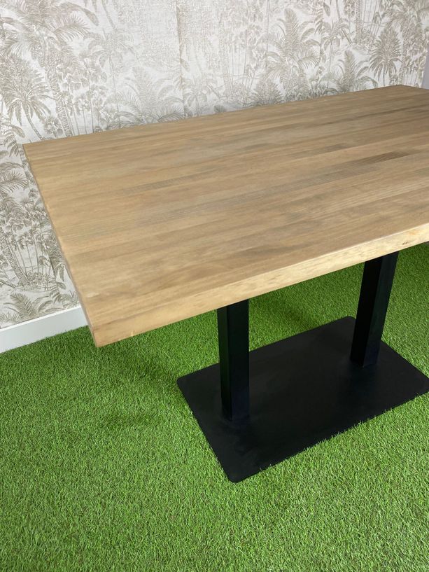 mesa de madera natural doble tipo pino envejecido