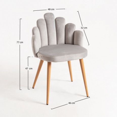 silla butterfly terciopelo color gris claro