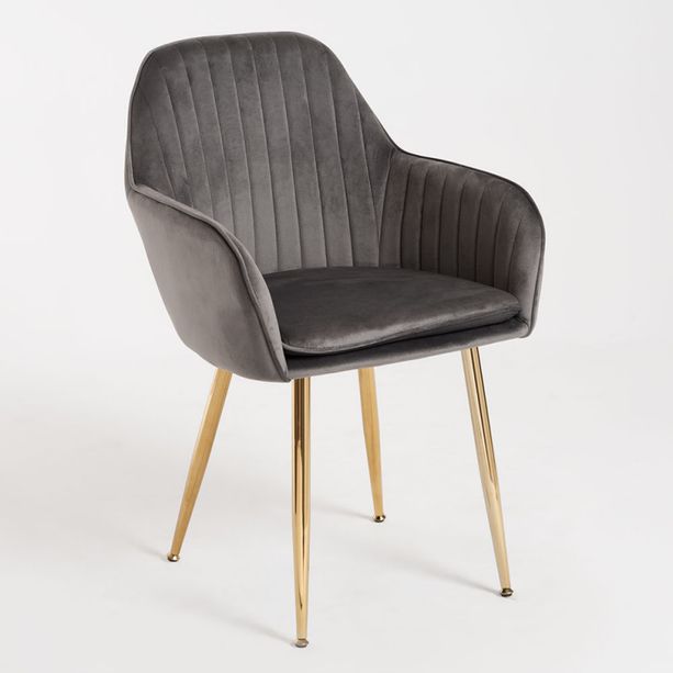 silla monkey terciopelo gris oscuro