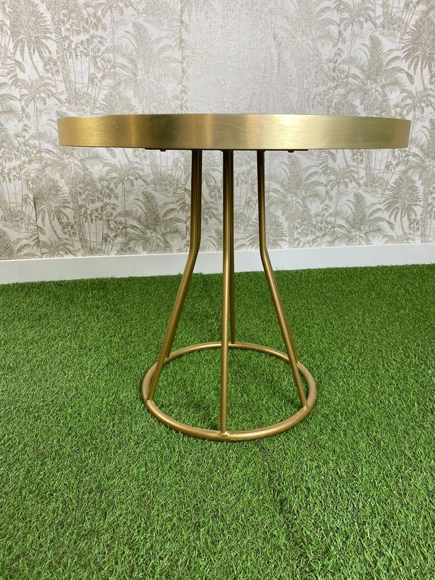 mesa imitación mármol canto oro con base sala baja ideal para sofás
