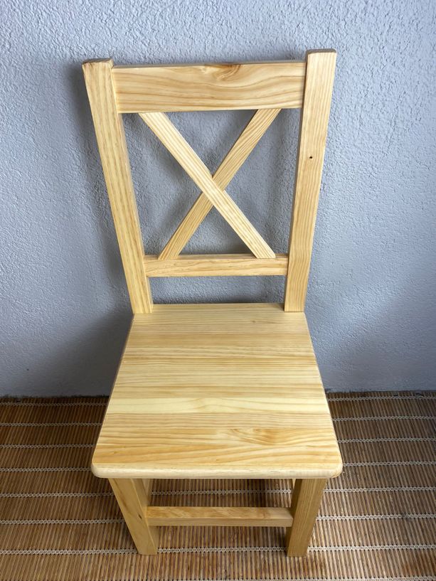 silla Andalucía respaldo en cruz de madera natural 