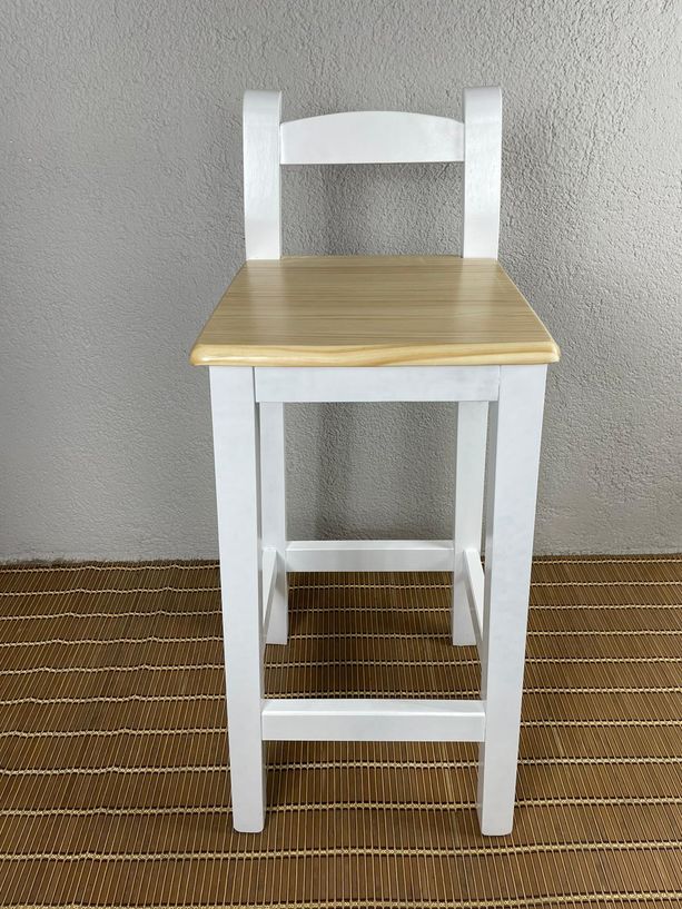 taburete Andalucía con respaldo blanco y asiento natural