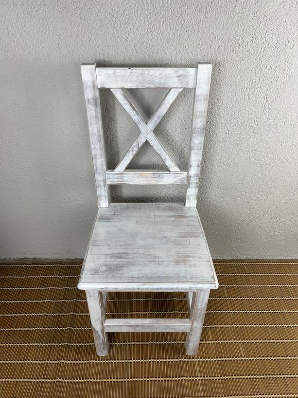 silla Andalucía respaldo en cruz blanco vintage
