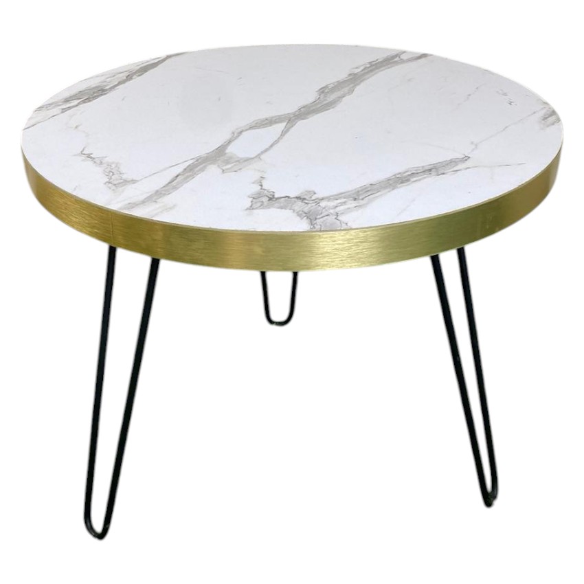 Mesa baja imitación mármol blanco