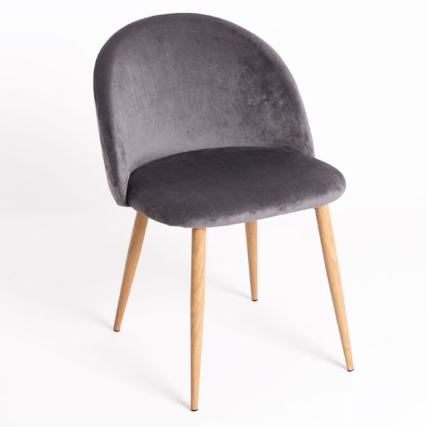 silla lion terciopelo color gris oscuro