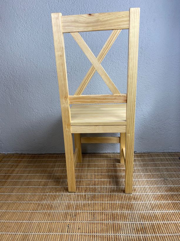 silla Andalucía respaldo en cruz de madera natural 