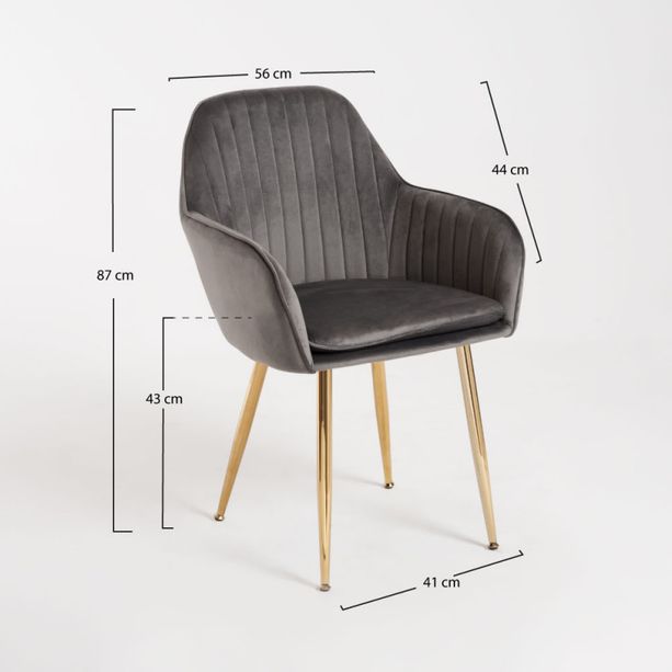 silla monkey terciopelo gris oscuro