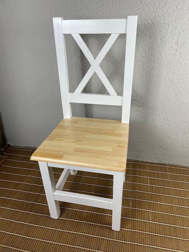 silla Andalucía respaldo en cruz blanco con asiento natural
