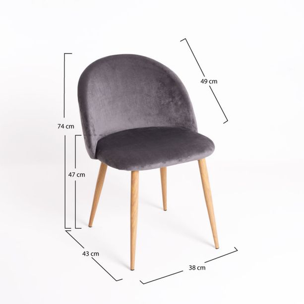 silla lion terciopelo color gris oscuro