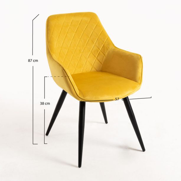 silla shark terciopelo amarillo